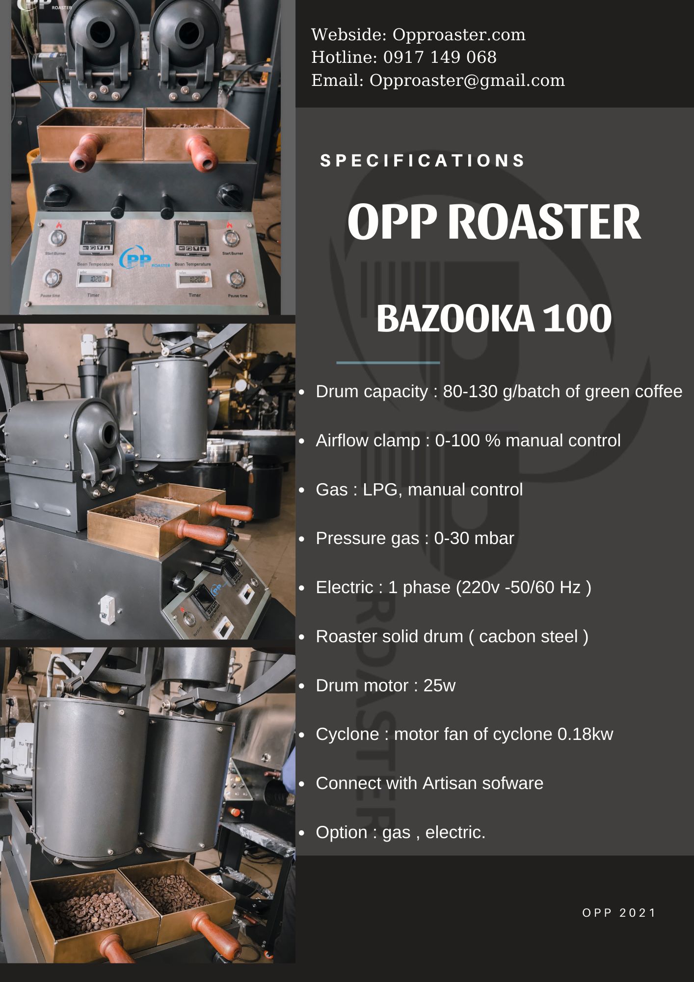 Máy rang cà phê OPP Bazooka - Ảnh 5