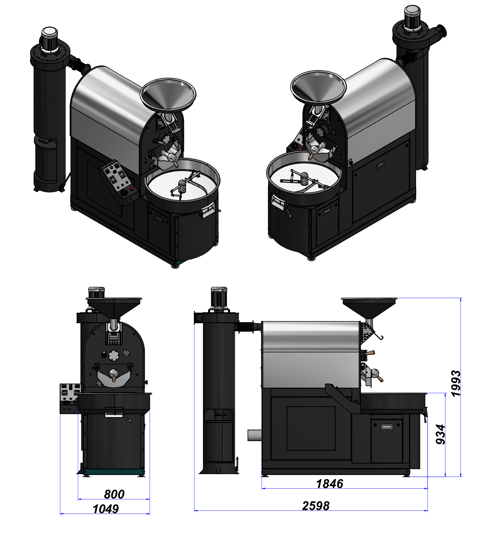 Máy rang cà phê OTL-12 (12kg) - Ảnh 2